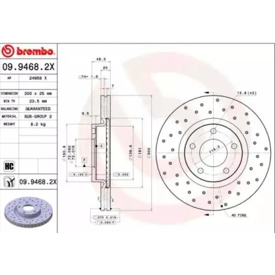 Billede af BREMBO XTRA LINE 09.9468.2X Bremseskiver 300 25 5 perforeret/indv. ventileret coatet højkarboniseret MAZDA: 5, 3 Hatchback, Sedan