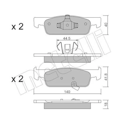 Billede af METELLI 22 0975 2 Bremseklodser med akustisk advarsel for slid SMART: Fortwo III Coupe, Forfour II Hatchback