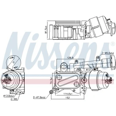 Billede af NISSENS 91346 Olieradiator med oliefilterhus filter OPEL: Corsa D Hatchback, FIAT: 500 Hatchback