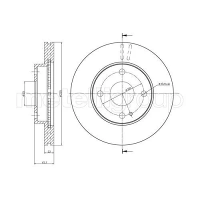 Billede af METELLI 23 0617 Bremseskiver 235,0 22,0 4 55,0 ventileret MAZDA: FAMILIA