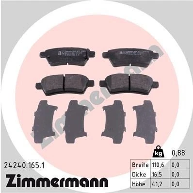 Billede af ZIMMERMANN 24240.165.1 Bremseklodser med akustisk advarsel for slid Billede svarer til leveringsomfang NISSAN: NP300 Navara Pick up