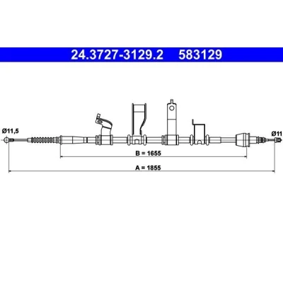 Billede af ATE 24.3727 3129.2 Håndbremsekabel 1855