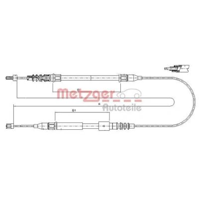 Billede af METZGER 11.5762 Håndbremsekabel bagved til venstre 1426, 762/367 Skivebremse COFLE OPEL: Corsa C Hatchback