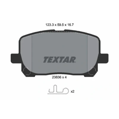 Billede af TEXTAR 2383601 Bremseklodser med akustisk advarsel for slid TOYOTA: Avensis Verso, Corolla IX Sedan