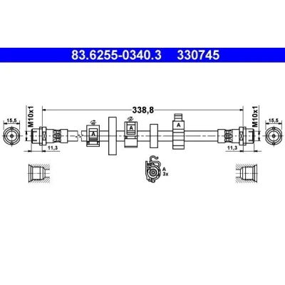 Billede af ATE 83.6255 0340.3 Bremseslange 340 VOLKSWAGEN: Transporter 4 Bus,