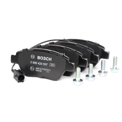 Billede af BOSCH 0 986 424 597 Bremseklodser Low Metallic med indbygget slidsensor anti knirke plade, skruer tilbehør FIAT: Stilo Hatchback