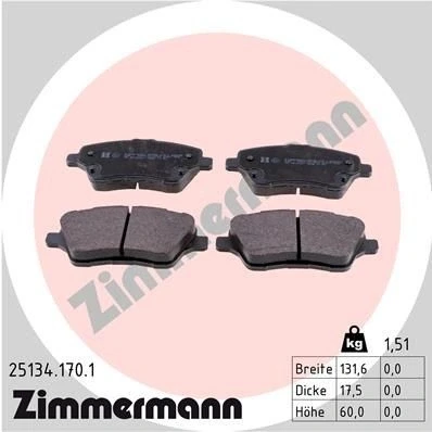 Billede af ZIMMERMANN 25134.170.1 Bremseklodser Billede svarer til leveringsomfang FORD: FIESTA 6, 6 Van, B Max