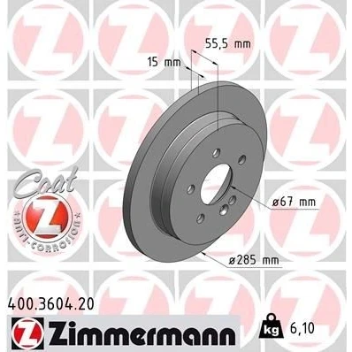 Billede af ZIMMERMANN COAT Z 400.3604.20 Bremseskiver 285 15 6/5 5 112 fuldstændigt coatet MERCEDES BENZ: ML klasse