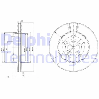 Billede af DELPHI BG3355 Bremseskiver 258 25 5 ventileret olieret ubehandlet uden hjullejer, ABS sensorring TOYOTA: MR2 II Coupe