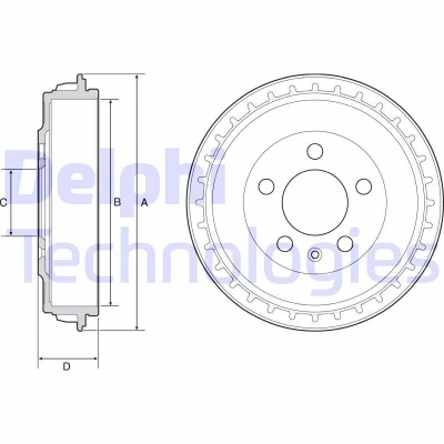 Billede af DELPHI BF563 Bremsetromler uden ABS sensorring, hjullejer 250 SEAT: IBIZA 5