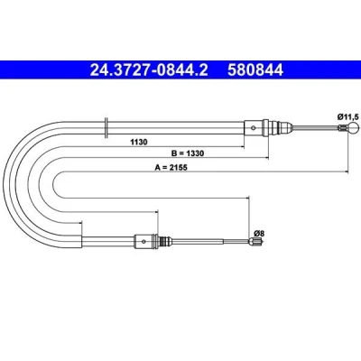 Billede af ATE 24.3727 0844.2 Håndbremsekabel 2155 PEUGEOT: 407 SW, Sedan