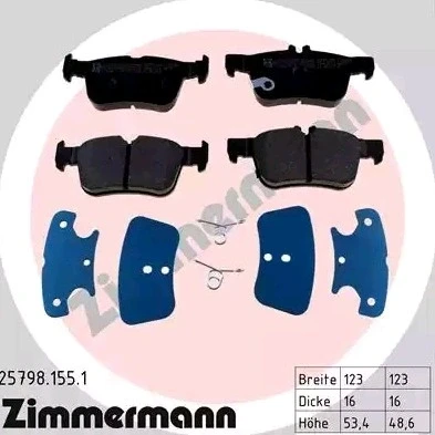 Billede af ZIMMERMANN 25798.155.1 Bremseklodser med akustisk advarsel for slid Billede svarer til leveringsomfang FORD: S Max Mk2, Mondeo 5 Kombi,