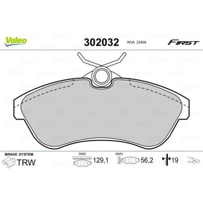 Billede af VALEO 302032 Bremseklodser FIRST foraksel Ekskl. slidadvarselskontakt uden anti knirke plade CITROËN: C3 I Hatchback, C2 Hatchback