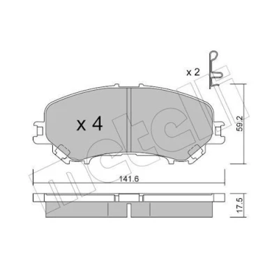 Billede af METELLI 22 1010 1 Bremseklodser med akustisk advarsel for slid NISSAN: X Trail, RENAULT: Koleos 2