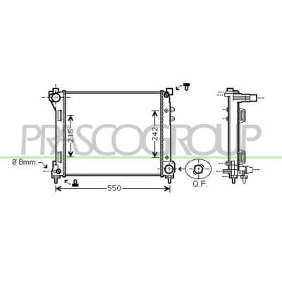Billede af PRASCO LA004R001 Radiator Aluminium 480 396 26 med lynkobling Loddet køleripper