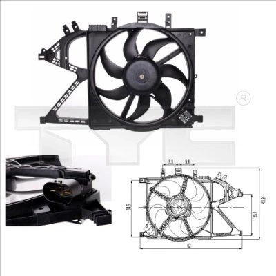Billede af TYC 825 0007 Køleventilator 385 330 med kølerventilatorramme (karm), belastningsmodstand