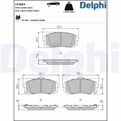 Billede af Bremseklodser DELPHI LP3854