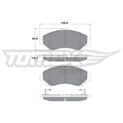 Billede af TOMEX brakes TX 17 67 Bremseklodser foraksel med akustisk advarsel for slid JEEP: Cherokee III, DODGE: Journey MPV, Nitro SUV