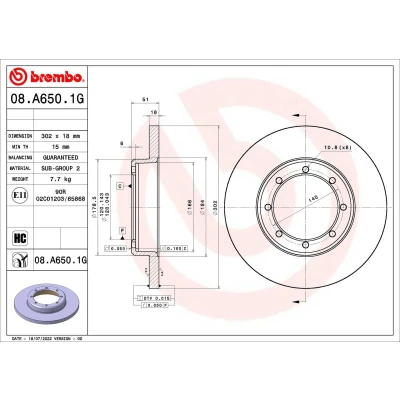 Billede af BREMBO COATED DISC LINE 08.7106.11 Bremseskiver 315 18 6 fuldstændigt coatet MITSUBISHI: Pajero 2, 2 Canvas Top, Sport 1 SUV