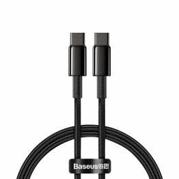 Billede af Baseus Tungsten Gold hårdført vævet USB C kabel 100W 1m Sort
