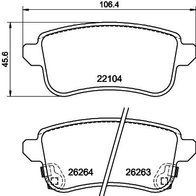 Billede af HELLA 8DB 355 040 811 Bremseklodser med akustisk advarsel for slid bremsecaliperskruer tilbehør RENAULT: Talisman Grandtour, Sedan