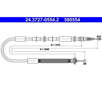 Billede af ATE 24.3727 0554.2 Håndbremsekabel 1668 FIAT: BRAVO 2, Stilo Hatchback