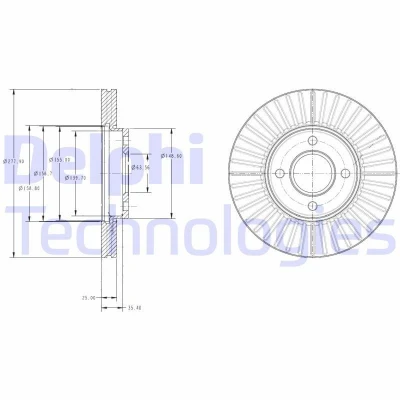 Billede af DELPHI BG4117 Bremseskiver 278 25 4 ventileret olieret ubehandlet uden hjullejer, ABS sensorring FORD: FIESTA 5