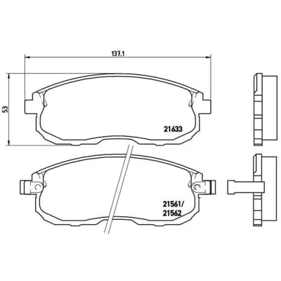 Billede af BREMBO P 56 021 Bremseklodser med akustisk advarsel for slid uden tilbehør NISSAN: 200SX, 350Z Coupe, 180SX