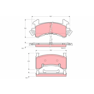 Billede af TRW GDB1272 Bremseklodser med akustisk advarsel for slid CHEVROLET: Camaro III Coupe, Blazer S10 II