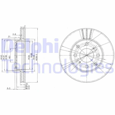 Billede af DELPHI BG2673 Bremseskiver 240 21 4 ventileret olieret ubehandlet uden hjullejer, ABS sensorring HONDA: JAZZ 3, CIVIC 6 Hatchback,