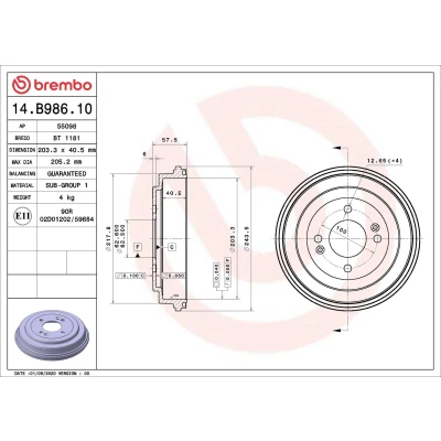 Billede af Bremsetromle BREMBO 14.B986.10