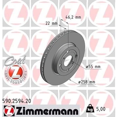 Billede af Bremseskive ZIMMERMANN 590.2594.20