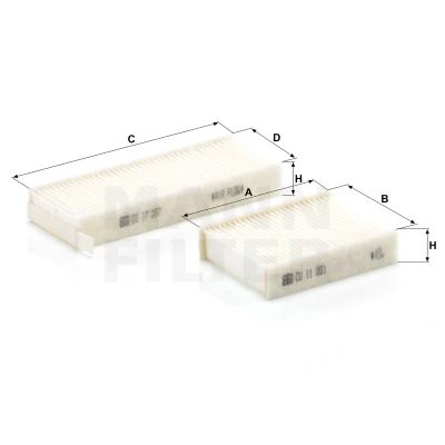 Billede af MANN FILTER CU 17 009 2 Kabinefilter Partikelfilter 105, 165 80 22