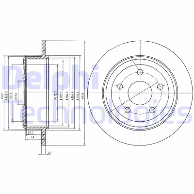 Billede af DELPHI BG4157 Bremseskiver 316 12 5 fuldstændigt olieret ubehandlet uden hjullejer, ABS sensorring