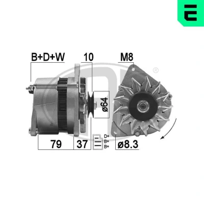 Billede af ERA 210204A Generator 14V 55A FORD: ESCORT 5, Sierra Mk1 Hatchback, 4 Cabriolet