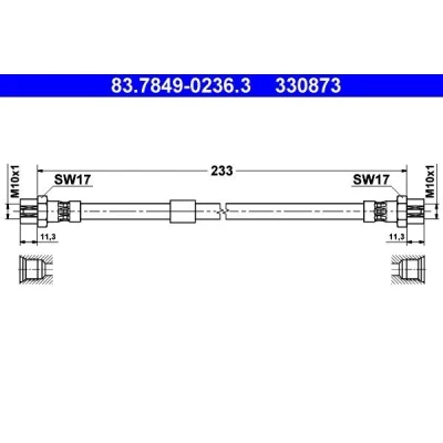 Billede af ATE 83.7849 0236.3 Bremseslange 233 VOLKSWAGEN: Touran I
