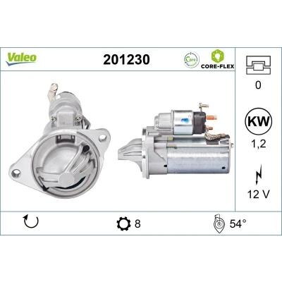Billede af VALEO 201230 Starter 12V 1,2kW 8 NO R 54 FORD: FOCUS 3 Turnier, FIESTA 6, C Max 2