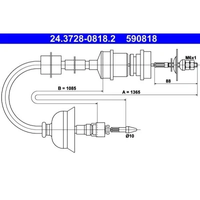 Billede af ATE 24.3728 0818.2 Koblingskabel PEUGEOT: 405 I Sedan