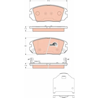 Billede af TRW COTEC GDB3409 Bremseklodser med akustisk advarsel for slid tilbehør HYUNDAI: SONATA V, Tucson, 4, KIA: Magentis II, Sportage II
