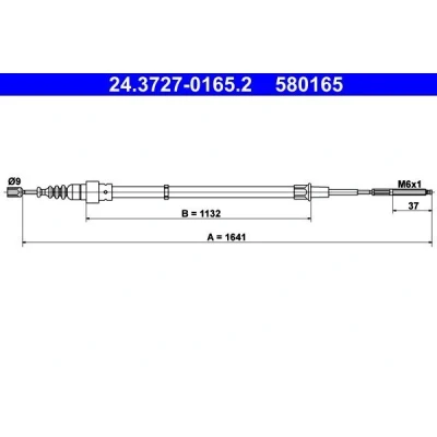 Billede af ATE 24.3727 0165.2 Håndbremsekabel 1641 VOLKSWAGEN: Polo III Hatchback
