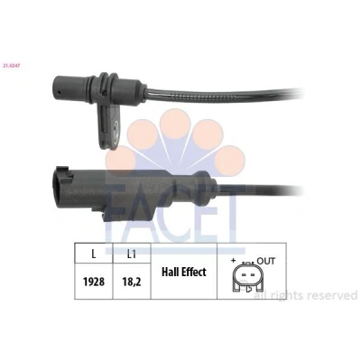Billede af FACET 21.0247 ABS Sensor 1928 MERCEDES BENZ: Sprinter 3.5 T Ladvogn/Chassis, Bus, Van, VOLKSWAGEN: Crafter 30 35 Bus