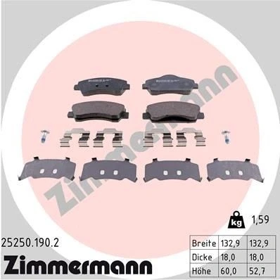 Billede af ZIMMERMANN 25250.190.2 Bremseklodser med skruer Billede svarer til leveringsomfang, fjeder CITROËN: C4 II Cactus