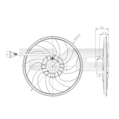 Billede af TYC 837 0037 Køleventilator 390 90/260 uden kølerventilatorramme (karm) SKODA: Fabia 2, VOLKSWAGEN: Polo IV Hatchback