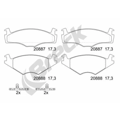 Billede af BRECK 20887 10 702 00 Bremseklodser Ikke forberedt til slidindikator VOLKSWAGEN: Polo III Hatchback, II Classic