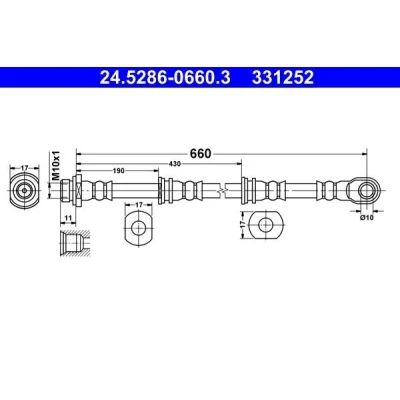 Billede af ATE 24.5286 0660.3 Bremseslange 660 M10x1