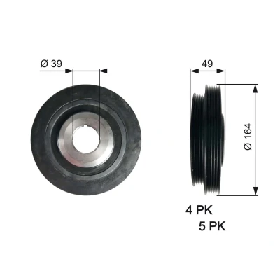 Billede af GATES TVD1114 Remskive Krumtapaksel 164 uden tilbehør FleetRunner Micro V Stretch Fit