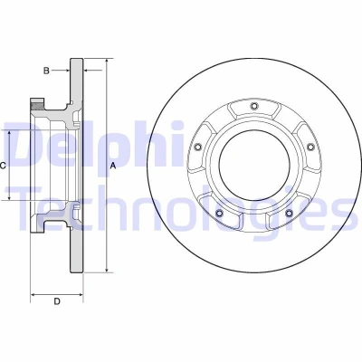 Billede af DELPHI BG4673 Bremseskiver 288 16 5 fuldstændigt olieret ubehandlet uden hjullejer, med ABS sensorring FORD: Tourneo Custom V362 Bus