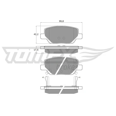 Billede af TOMEX brakes TX 18 20 Bremseklodser bagaksel med akustisk advarsel for slid FIAT: Tipo Stationcar, Hatchback