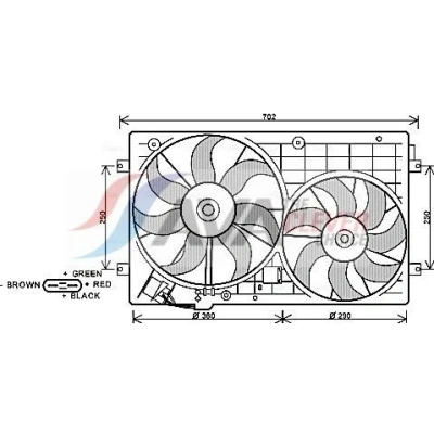 Billede af PRASCO VN7528 Køleventilator 360 12 220 150 med kølerventilatorramme (karm) VOLKSWAGEN: Golf 5, Touran I, Jetta 4, SKODA: Octavia 2 Combi