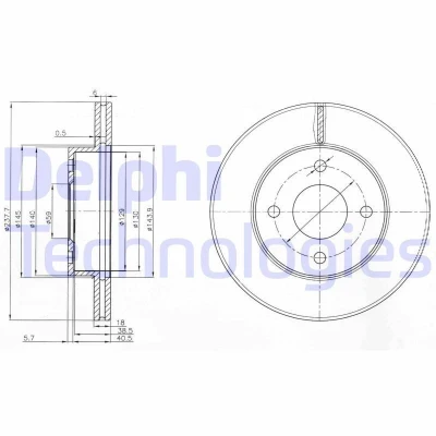 Billede af DELPHI BG3763 Bremseskiver 238 18 4 ventileret olieret ubehandlet uden hjullejer, ABS sensorring NISSAN: MICRA 2